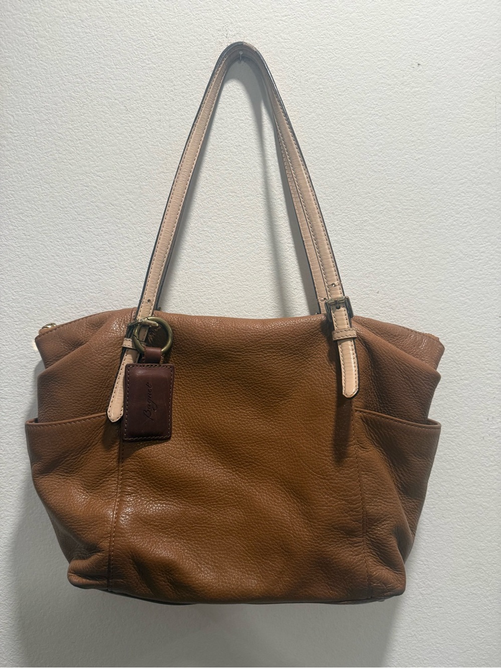 Michael Kors Cognac Brown Pebbled Leather Tote Bag Jetset